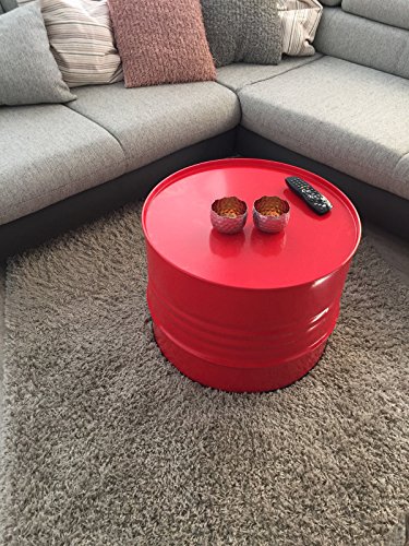 Fassmöbel Beistelltisch Ölfass Tisch Fass Design Möbel Couchtisch Rot Ø 57cm von Srm - Design
