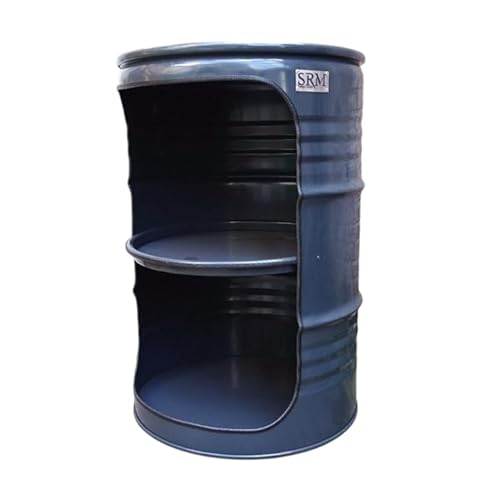 Fassmöbel Fass Design Regal Ölfass Möbel 210 Liter Volumen Farbe Anthrazit/Beleuchtung mit 2 Lampenfassungen von Srm - Design
