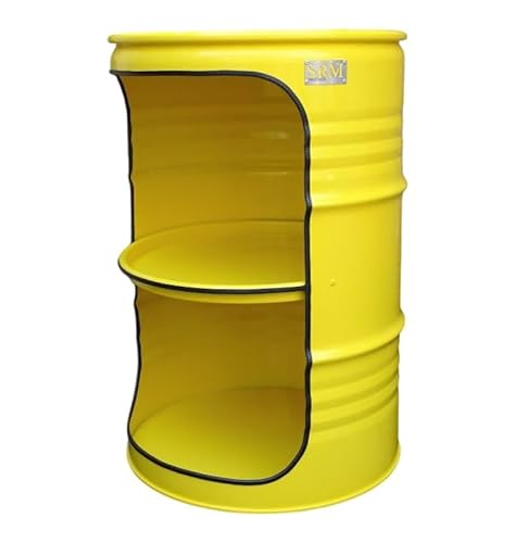 Fassmöbel Fass Design Regal Ölfass Möbel 210 Liter Volumen Farbe Gelb/Beleuchtung mit 2 Lampenfassungen von Srm - Design