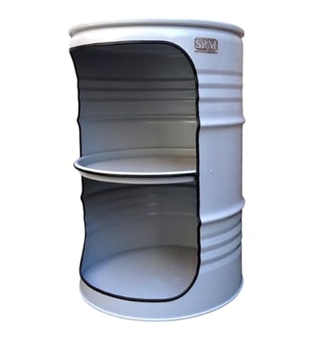 Fassmöbel Fass Design Regal Ölfass Möbel 210 Liter Volumen Farbe Grau/Beleuchtung mit 2 Lampenfassungen von Srm - Design