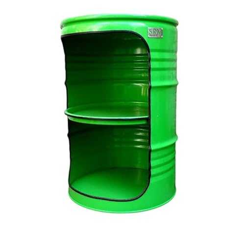Fassmöbel Fass Design Regal Ölfass Möbel 210 Liter Volumen Farbe Grün/Beleuchtung mit 2 Lampenfassungen von Srm - Design