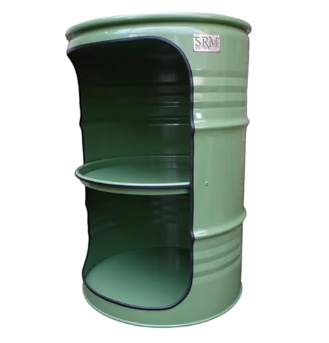 Fassmöbel Fass Design Regal Ölfass Möbel 210 Liter Volumen Farbe Resedagrün RAL 6011 / Beleuchtung mit 2 Lampenfassungen von Srm - Design