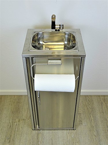 Mobiles Waschbecken Edelstahl/Sofort einsatzbereit/Handwaschbecken Waschstation Camping/ + Küchenrollenhalter von Srm-Design