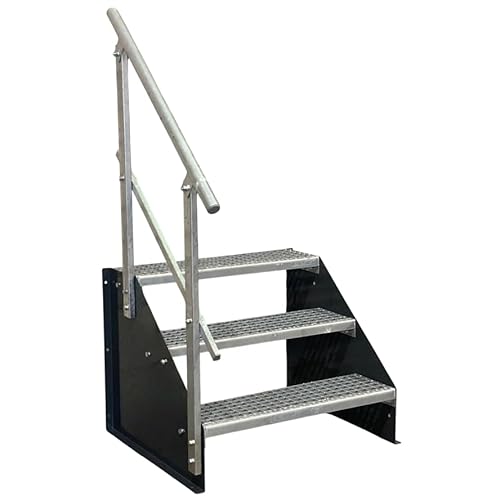SRM-Design 3-stufige Standtreppe, Stahltreppe, Breite 100 cm, Höhe 63 cm, anthrazit, einseitiges Geländer SRM-Design 3-stufige Standtreppe, Stahltreppe, Breite 100 cm, Höhe 63 cm, anthrazit, einseitiges Geländer von Srm-Design