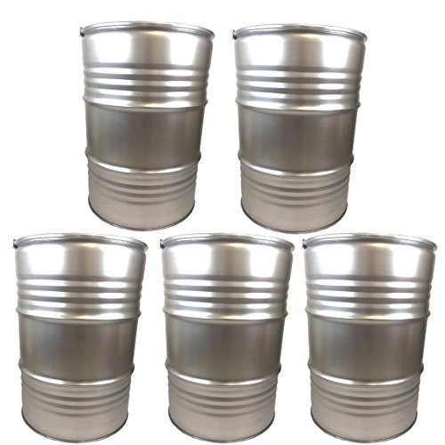 Srm - Design 5 x Metallfäßer Volumen 210 Liter Blechfass Fass Ölfass Tonne mit Deckel Roh NEU von Srm - Design