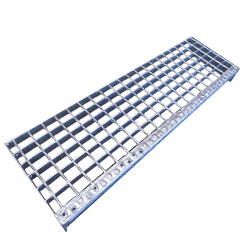 Treppenstufen Metall Stufe/Breite: 100cm Tiefe: 24cm / Maschenweite: 30x30mm / Gitterroststufen Stahl Verzinkt von Srm-Design