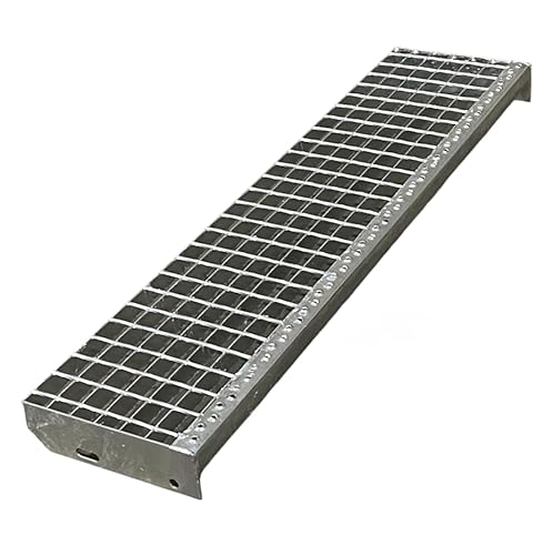 Treppenstufen Metall Stufe/Breite: 110cm Tiefe: 24cm / Maschenweite: 30x30mm / Gitterroststufen Stahl Verzinkt von Srm-Design