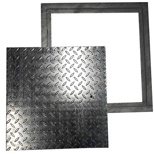 Schachtdeckel Vollverzinkt mit Rahmen / 20 x 20 cm/Riffelblech Schachtabdeckung Kanaldeckel Abdeckkappe Kanalschacht Kanalabdeckung Begehbar Brunnendeckel Gullydeckel … von SRM