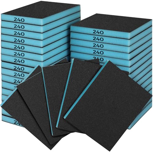 Sruhrak 18 Stück Weich Schleifschwamm, 240 Körnung Weiches Schleifblock Nass und Trocken Schleifschwämme Waschbar und Wiederverwendbare Schleifpads für Holz, Kunststoff und Metall Polieren von Sruhrak