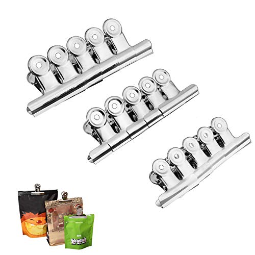 Srup 15 Stück 3 Verschiedene Größen Edelstahl-Chipclips, Chip-Clips, Perfekt Für Luftdichte Dichtungsgriffe An Kaffee- Und Brotbeuteln, Heimgebrauch In Der Büroküche (3cm, 5.2cm und 7.6cm) von Srup