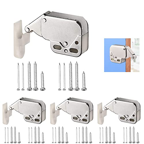 Srup 4 Stück Federschnäpper Mini Druckverschluss, Automatik Möbel-Schnäpper für Schranktüren, Druckschnapper für Küchenschrank, Federschnäpper Mini-Latch Druckverschluss Tür (mit Gegenstück) von Srup