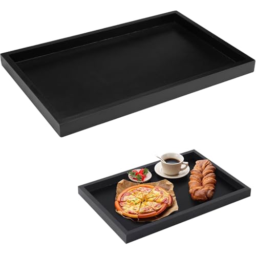 Srvauyea Holz Tablett Rechteckig, 32 X 20 X 2cm Serviertablett aus Holz, Rutschfestes Massivholz-Tablett, Natürlichem Tablett Schwarz, Holzserviertablett für Tee, Kaffee, Speisen, Restaurant und Bar Srvauyea Holz Tablett Rechteckig, 32 X 20 X 2cm Serviertablett aus Holz, Rutschfestes Massivholz-Tablett, Natürlichem Tablett Schwarz, Holzserviertablett für Tee, Kaffee, Speisen, Restaurant und Bar von Srvauyea