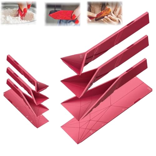 Srvauyea Polygone Flache 3-in-1-Messlöffel, 2 pcs Polygone Messlöffel, Polygone Flach Faltbarer Messlöffel Multifunktionelle Faltbare Flache Löffel mit 6 Verschiedenen Größen für Zutatendosierung(Rot) von Srvauyea