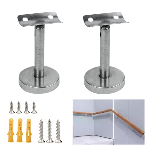 Handlaufhalter Edelstahl Handlaufträger, Verstellbare Edelstahl Handlaufstütze Metall Handlaufhalter mit Schrauben Handlauf Halterung für Treppengeländer Korridor Stützstange Bäder Geländer, 2 Stück von Srwoyze