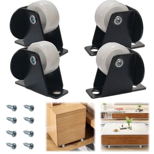 Kugelrollen für Möbel Rollen Klein, 4 Stück Möbelrollen Klein mit Schrauben Schwarz Bockrollen Leise Lenkrollen Möbel Universal Möbelrolle für Küchenutensilien Kabinett Bodenschubladen Werkzeugkisten von Srwoyze