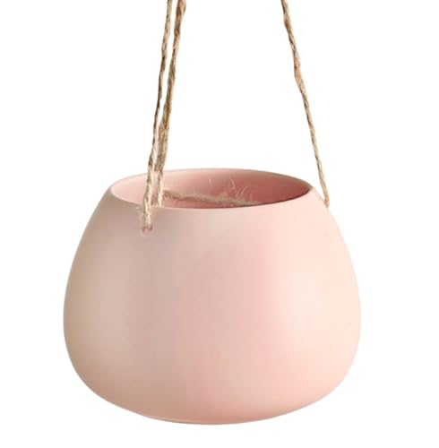 Ssamall Dekorativer Keramik-Übertopf zum Aufhängen, Blumentopf, Wasser-Pflanzgefäß, Pflanzgefäß, für drinnen und draußen, Rosa Indoor Outdoor One Size von Ssamall