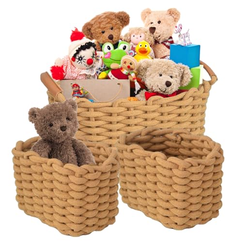 Ssdkpe Würfelförmiger Aufbewahrungskorb | Gewebter Korb zum Organisieren – Rechteckige Kinderspielzeug-Organisationsboxen für Wohnzimmer, Kinderzimmer, Badezimmer von Ssdkpe
