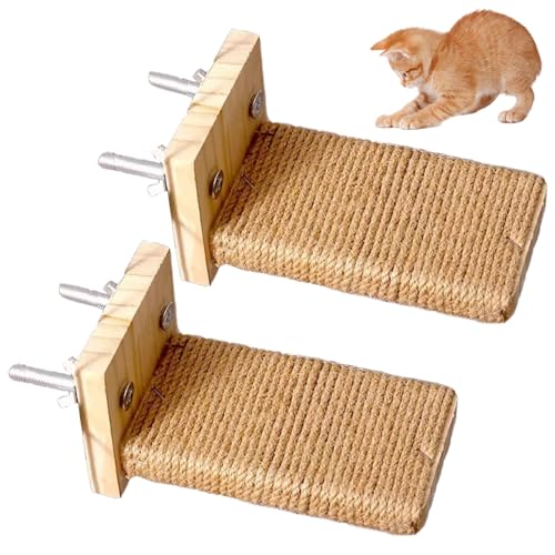 2pcs Katzenwandstufen, Holz -Katzen -Wandregale mit Sisalseil überdachten Raumsparungen Kätzchen Möbel zum Springen, Spielen und Lautstärken von Ssguopte