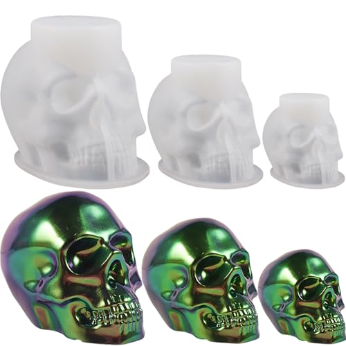 3pcs -Schädelformen, realistische 3D flexible klare Schädel -Silikonform, Skelett Halloween Dekorationen für Harz, Seife, Ton, Kerze, groß, mittel, 3pcs -Schädelformen, realistische 3D flexible klare Schädel -Silikonform, Skelett Halloween Dekorationen für Harz, Seife, Ton, Kerze, groß, mittel, von Ssguopte