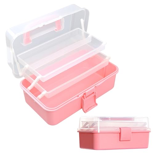 Bastelbox 3 Schicht abschließbarer Art Storage Box mit Hochleistungshandwerksaufbewahrung mit transparentem Flip Deckel Mehrzweck Organizer für Werkzeugpillennagel von Ssguopte