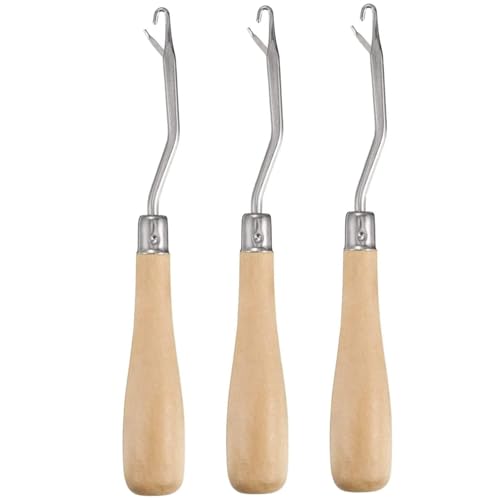 Latch Hook Tool 3pcs Metallhäkchen Haken Holzgriff 6, 3 Zoll gebogener Nadel Teppich machen Strickhandwerk machen von Ssguopte