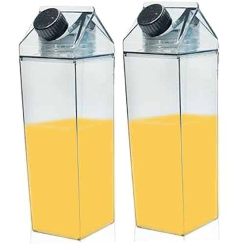 Milchkartonwasserflaschen 2 PCS 500 ml Leckdosen klar wiederverwendbares zweimal quadratisches Schwarz von Ssguopte