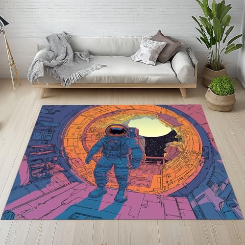 Sshjfeu Astronaut Universum Teppich 120 X 160 cm, Fantasie Weltraum Teppich Waschbar rutschfest Kurzflor Weich, Raumkapsel Raumstation Teppiche für Schlafzimmer, Wohnzimmer, Esszimmer, Kinderzimmer Sshjfeu Astronaut Universum Teppich 120 X 160 cm, Fantasie Weltraum Teppich Waschbar rutschfest Kurzflor Weich, Raumkapsel Raumstation Teppiche für Schlafzimmer, Wohnzimmer, Esszimmer, Kinderzimmer von Sshjfeu