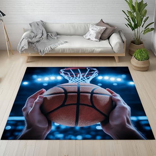Sshjfeu Basketball Stadion Fussmatte Aussen Schmutzfangmatte 80x120, Sport Thema Teppiche, Fussmatte Innen Outdoor, Kleiner Teppich Athlet Jugend Junge, Waschbar Kurzflor rutschfest von Sshjfeu