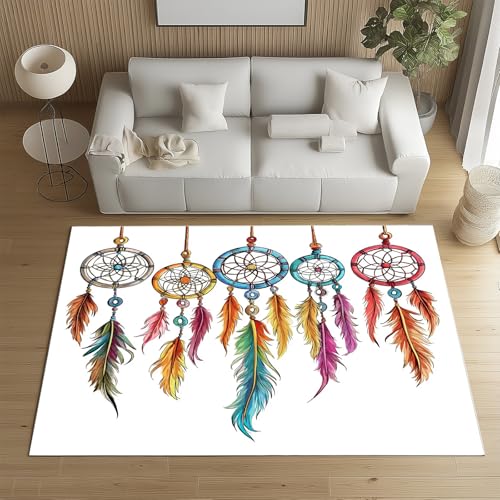 Sshjfeu Boho Traumfänger Teppich 100x150 cm, Böhmische Indische Teppich Waschbar rutschfest Kurzflor, Exotische Ethno Kinderteppich, Teppiche für Schlafzimmer, Wohnzimmer, Kinderzimmer Sshjfeu Boho Traumfänger Teppich 100x150 cm, Böhmische Indische Teppich Waschbar rutschfest Kurzflor, Exotische Ethno Kinderteppich, Teppiche für Schlafzimmer, Wohnzimmer, Kinderzimmer von Sshjfeu