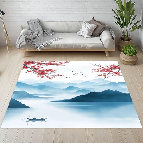 Sshjfeu Chinesischer Stil Teppich Weich Wohnzimmer, Schneeberg See Wasser Schiff Teppiche Kurzflor 80 X 120 cm Waschbar rutschfest, Tinte Malerei Teppich Schlafzimmer, Kinderzimmer, Esszimmer Sshjfeu Chinesischer Stil Teppich Weich Wohnzimmer, Schneeberg See Wasser Schiff Teppiche Kurzflor 80 X 120 cm Waschbar rutschfest, Tinte Malerei Teppich Schlafzimmer, Kinderzimmer, Esszimmer von Sshjfeu