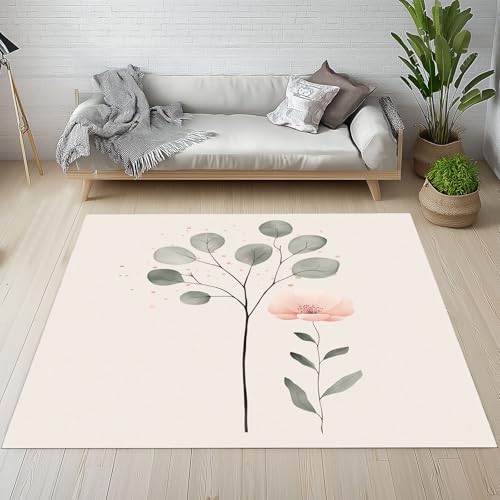 Sshjfeu Eukalyptus Blumen Fussmatte Innen Outdoor Teppich, Natur Pflanzen Teppiche Kurzflor Waschbar rutschfest 80x150, Einfache Blätter Fussmatte Aussen Schmutzfangmatte, Kleiner Teppich von Sshjfeu