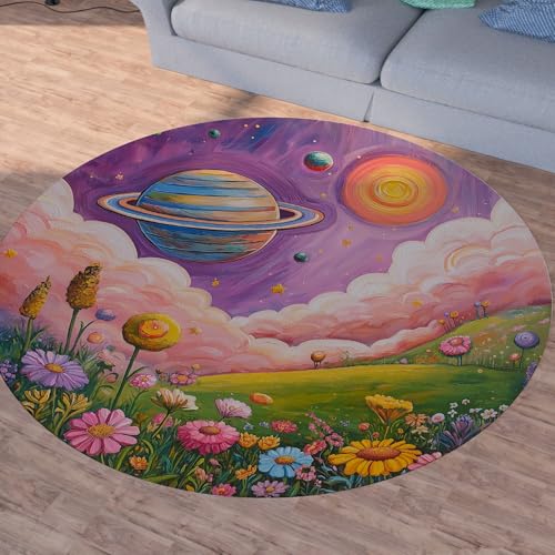 Sshjfeu Fantasie Galaxis Teppich Schlafzimmer, Universum Planet Teppich Rund 180cm, Märchen Blumenmuster Teppiche Waschbar In Waschmaschine, Kurzflor, rutschfest, Runder Teppiche Sshjfeu Fantasie Galaxis Teppich Schlafzimmer, Universum Planet Teppich Rund 180cm, Märchen Blumenmuster Teppiche Waschbar In Waschmaschine, Kurzflor, rutschfest, Runder Teppiche von Sshjfeu