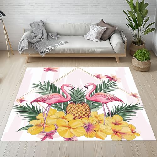 Sshjfeu Flamingo Vögel Teppich 200 X 300 cm, Palmenblätter Teppich Waschbar rutschfest Kurzflor Weich, Tropische Exotische Teppiche für Schlafzimmer, Wohnzimmer, Esszimmer, Kinderzimmer Sshjfeu Flamingo Vögel Teppich 200 X 300 cm, Palmenblätter Teppich Waschbar rutschfest Kurzflor Weich, Tropische Exotische Teppiche für Schlafzimmer, Wohnzimmer, Esszimmer, Kinderzimmer von Sshjfeu
