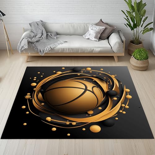 Sshjfeu Fußball Sport Teppich Schlafzimmer 160x230 cm, Modern Luxus Teppich Antirutsch Waschbar Kurzflor, Junge Jugend Kinder Teppiche Weich Wohnzimmer, Kinderzimmer, Kinderteppich von Sshjfeu