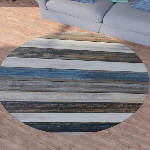 Sshjfeu Geometrie Streifen Runder Teppiche, Waschbarer Teppich Rund 90cm, Vintage Planke Teppich Klein, Kurzflor, rutschfest, Bauernhaus Rural Teppiche Schlafzimmer Wohnzimmer, Kinderzimmer Sshjfeu Geometrie Streifen Runder Teppiche, Waschbarer Teppich Rund 90cm, Vintage Planke Teppich Klein, Kurzflor, rutschfest, Bauernhaus Rural Teppiche Schlafzimmer Wohnzimmer, Kinderzimmer von Sshjfeu
