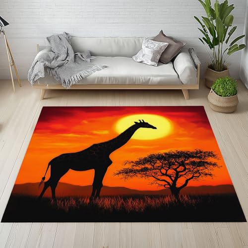 Sshjfeu Giraffe Wildlife Teppich 200x200 cm Kurzflor, Sonnenuntergang Teppich Antirutsch Waschbar, Weich, Natur Landschaft Teppiche Schlafzimmer, Wohnzimmer, Kinderzimmer, Kinderteppich Sshjfeu Giraffe Wildlife Teppich 200x200 cm Kurzflor, Sonnenuntergang Teppich Antirutsch Waschbar, Weich, Natur Landschaft Teppiche Schlafzimmer, Wohnzimmer, Kinderzimmer, Kinderteppich von Sshjfeu