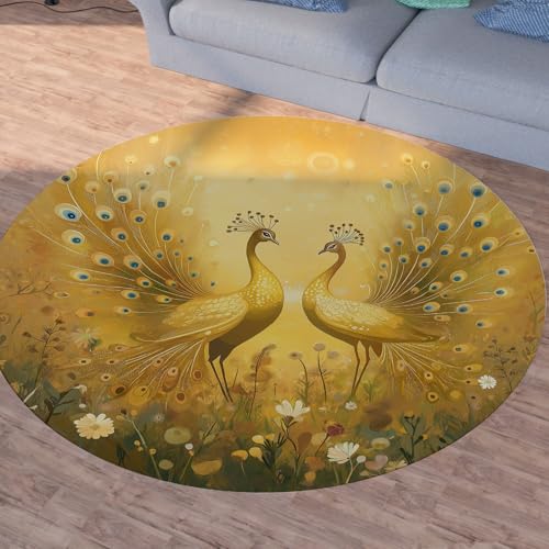Sshjfeu Gold Pfau Runder Teppiche, Waschbarer Teppich Rund 90cm, Exotische Vögel Teppich Klein, Kurzflor, rutschfest, Orientalisch Tierwelt Teppiche Schlafzimmer Wohnzimmer, Kinderzimmer Sshjfeu Gold Pfau Runder Teppiche, Waschbarer Teppich Rund 90cm, Exotische Vögel Teppich Klein, Kurzflor, rutschfest, Orientalisch Tierwelt Teppiche Schlafzimmer Wohnzimmer, Kinderzimmer von Sshjfeu
