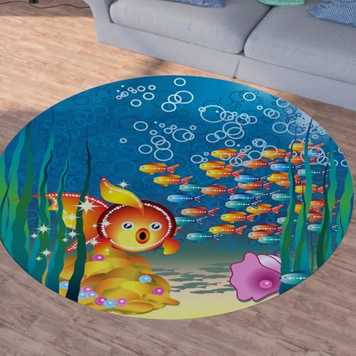 Sshjfeu Goldfisch Wasserpflanzen Runder Teppiche, Waschbarer Teppich Rund 60cm, Blau Meer Teppich Klein, Kurzflor, rutschfest, Marine Themed Teppiche Schlafzimmer Wohnzimmer, Kinderzimmer Sshjfeu Goldfisch Wasserpflanzen Runder Teppiche, Waschbarer Teppich Rund 60cm, Blau Meer Teppich Klein, Kurzflor, rutschfest, Marine Themed Teppiche Schlafzimmer Wohnzimmer, Kinderzimmer von Sshjfeu