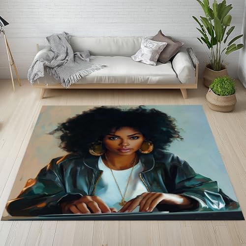 Sshjfeu Groovy Weibliche Teppich Antirutsch Waschbar, Modern Hipster Teppich Wohnzimmer 140 X 200 cm Weich, Mädchen Teppiche Kurzflor Schlafzimmer, Kinderzimmer, Esszimmer von Sshjfeu