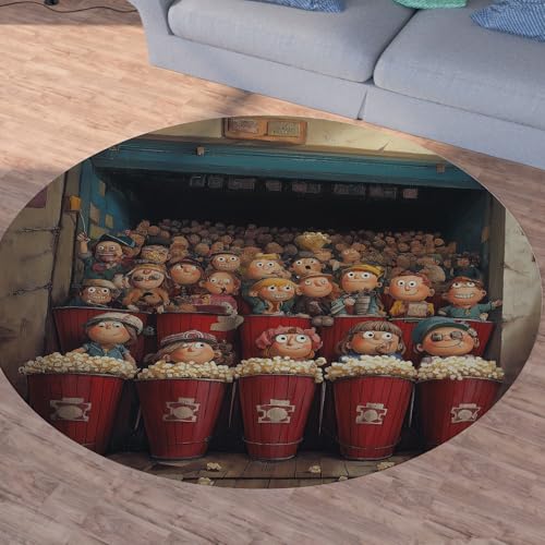 Sshjfeu Jahrgang Kino Teppich Rund 120cm, Filmnacht Popcorn Teppiche rutschfest Runder Kurzflor Waschbar, Karikatur Retro Rund Teppiche Weich, Runder Teppich for Wohnzimmer Schlafzimmer Sshjfeu Jahrgang Kino Teppich Rund 120cm, Filmnacht Popcorn Teppiche rutschfest Runder Kurzflor Waschbar, Karikatur Retro Rund Teppiche Weich, Runder Teppich for Wohnzimmer Schlafzimmer von Sshjfeu