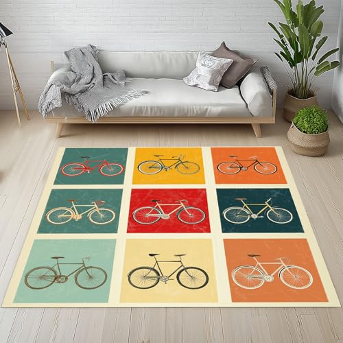 Sshjfeu Jahrgang Nostalgische Teppich Weich Wohnzimmer, Fahrrad Collage Teppiche Kurzflor 80 X 150 cm Waschbar rutschfest, Einfache Plaid Teppich Schlafzimmer, Kinderzimmer, Esszimmer Sshjfeu Jahrgang Nostalgische Teppich Weich Wohnzimmer, Fahrrad Collage Teppiche Kurzflor 80 X 150 cm Waschbar rutschfest, Einfache Plaid Teppich Schlafzimmer, Kinderzimmer, Esszimmer von Sshjfeu