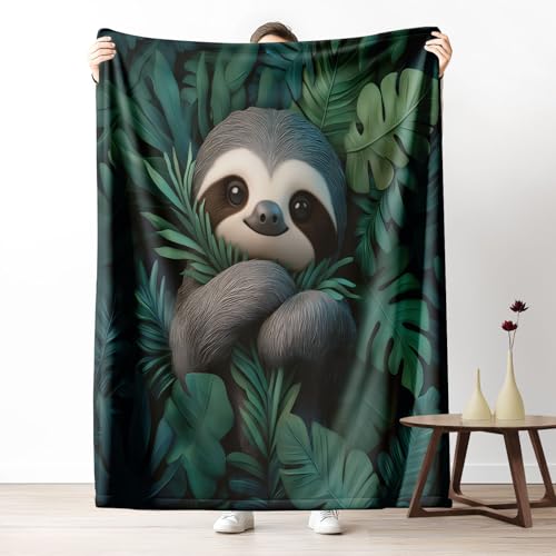 Sshjfeu Karikatur Faultier Kuscheldecke Flauschig, Tropische Blätter Kinderdecke Fleecedecke, Grüne Pflanzen Decke Sofadecke, Dünne SommerDecke, Klein Leichte Wohndecke Wolldecke 130x150 cm Sshjfeu Karikatur Faultier Kuscheldecke Flauschig, Tropische Blätter Kinderdecke Fleecedecke, Grüne Pflanzen Decke Sofadecke, Dünne SommerDecke, Klein Leichte Wohndecke Wolldecke 130x150 cm von Sshjfeu