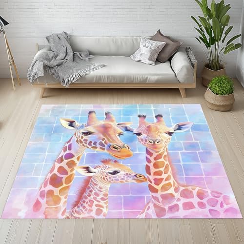 Sshjfeu Karikatur Giraffe Fussmatte Innen Outdoor Teppich, Süße Tiere Teppiche Kurzflor Waschbar rutschfest 80x150, Bunt Geometrie Fussmatte Aussen Schmutzfangmatte, Kleiner Teppich Sshjfeu Karikatur Giraffe Fussmatte Innen Outdoor Teppich, Süße Tiere Teppiche Kurzflor Waschbar rutschfest 80x150, Bunt Geometrie Fussmatte Aussen Schmutzfangmatte, Kleiner Teppich von Sshjfeu