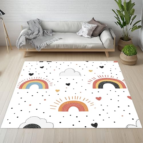 Sshjfeu Karikatur Regenbogen Fussmatte Innen Outdoor Teppich, Liebe Herz Wolken Tupfen Teppiche Kurzflor Waschbar rutschfest 80x150, Süße Kawaii Fussmatte Aussen Schmutzfangmatte, Kleiner Teppich Sshjfeu Karikatur Regenbogen Fussmatte Innen Outdoor Teppich, Liebe Herz Wolken Tupfen Teppiche Kurzflor Waschbar rutschfest 80x150, Süße Kawaii Fussmatte Aussen Schmutzfangmatte, Kleiner Teppich von Sshjfeu