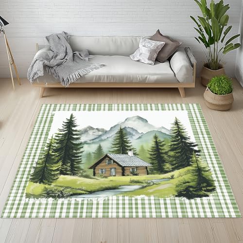 Sshjfeu Kiefer Urwald Teppich Schlafzimmer 200 X 200 cm Kurzflor, Berg Hütte Rural Teppich Antirutsch Waschbar, Natur Landschaft Teppiche Weich Wohnzimmer, Kinderzimmer, Esszimmer Sshjfeu Kiefer Urwald Teppich Schlafzimmer 200 X 200 cm Kurzflor, Berg Hütte Rural Teppich Antirutsch Waschbar, Natur Landschaft Teppiche Weich Wohnzimmer, Kinderzimmer, Esszimmer von Sshjfeu