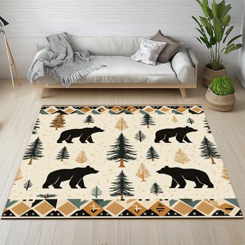 Sshjfeu Kinderteppich Bär Silhouette Waldtiere Teppich Kinderzimmer Wohnzimmer Schlafzimmer, Urwald Kiefer Teppich Kurzflor Antirutsch, Ländliche Natur Teppiche Waschbar rutschfest 140x200 cm Sshjfeu Kinderteppich Bär Silhouette Waldtiere Teppich Kinderzimmer Wohnzimmer Schlafzimmer, Urwald Kiefer Teppich Kurzflor Antirutsch, Ländliche Natur Teppiche Waschbar rutschfest 140x200 cm von Sshjfeu