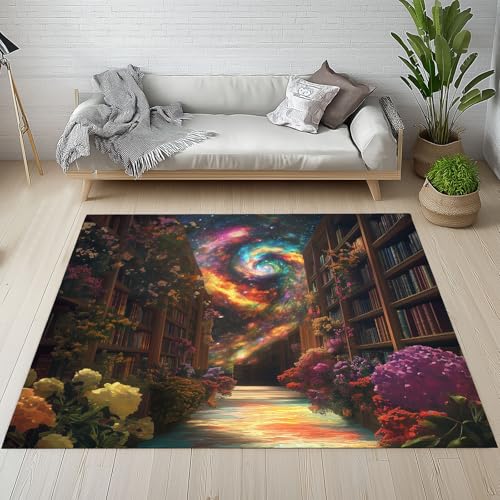 Sshjfeu Kinderteppich Bibliothek Blumenmuster Teppich Kinderzimmer Wohnzimmer Schlafzimmer, Bücherregal Bücher Teppich Kurzflor Antirutsch, Fantasie Nebel Teppiche Waschbar rutschfest 140x200 cm Sshjfeu Kinderteppich Bibliothek Blumenmuster Teppich Kinderzimmer Wohnzimmer Schlafzimmer, Bücherregal Bücher Teppich Kurzflor Antirutsch, Fantasie Nebel Teppiche Waschbar rutschfest 140x200 cm von Sshjfeu