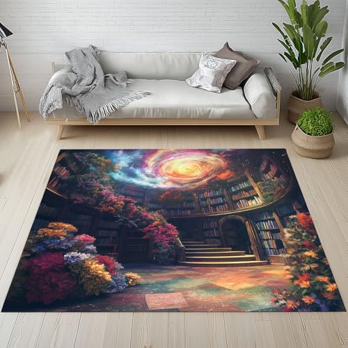 Sshjfeu Kinderteppich Jahrgang Bücherregal Teppich Kinderzimmer Wohnzimmer Schlafzimmer, Bücher Bibliothek Teppich Kurzflor Antirutsch, Fantasie Nebel Teppiche Waschbar rutschfest 140x200 cm Sshjfeu Kinderteppich Jahrgang Bücherregal Teppich Kinderzimmer Wohnzimmer Schlafzimmer, Bücher Bibliothek Teppich Kurzflor Antirutsch, Fantasie Nebel Teppiche Waschbar rutschfest 140x200 cm von Sshjfeu