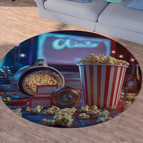 Sshjfeu Kino Filmnacht Runder Teppiche, Waschbarer Teppich Rund 60cm, Popcorn Heimkino Teppich Klein, Kurzflor, rutschfest, Modern Teppiche Schlafzimmer Wohnzimmer, Kinderzimmer Sshjfeu Kino Filmnacht Runder Teppiche, Waschbarer Teppich Rund 60cm, Popcorn Heimkino Teppich Klein, Kurzflor, rutschfest, Modern Teppiche Schlafzimmer Wohnzimmer, Kinderzimmer von Sshjfeu