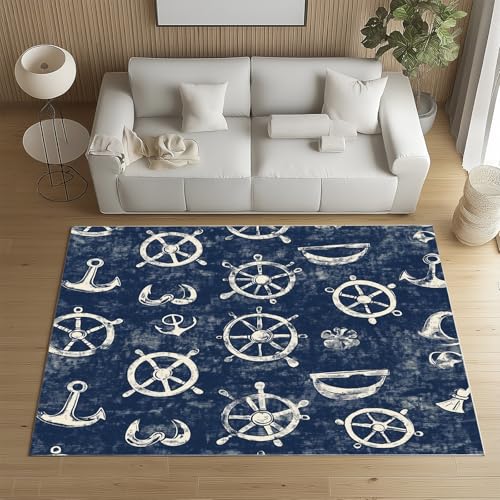 Sshjfeu Kleiner Teppich Anker Ruder 120x160, Jahrgang Nautische Teppich Waschbar rutschfest Kurzflor, Maritime Nostalgische Teppiche für Schlafzimmer, Wohnzimmer, Kinderzimmer, Kinderteppich Sshjfeu Kleiner Teppich Anker Ruder 120x160, Jahrgang Nautische Teppich Waschbar rutschfest Kurzflor, Maritime Nostalgische Teppiche für Schlafzimmer, Wohnzimmer, Kinderzimmer, Kinderteppich von Sshjfeu